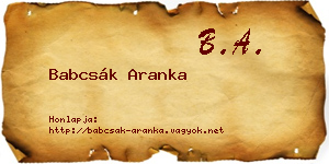 Babcsák Aranka névjegykártya
